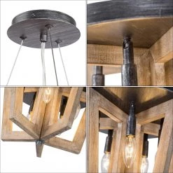 Lighting LNC Farmhouse Wooden Ceiling Light-Clearance