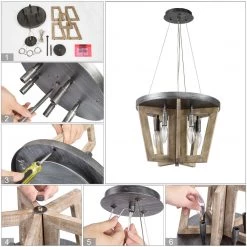 Lighting LNC Farmhouse Wooden Ceiling Light-Clearance