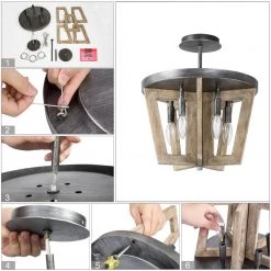 Lighting LNC Farmhouse Wooden Ceiling Light-Clearance