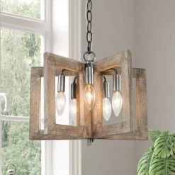 Uolfin LNC Rustic Wooden Chandelier - 5-light-Clearance Lighting