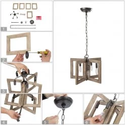 Uolfin LNC Rustic Wooden Chandelier - 5-light-Clearance Lighting