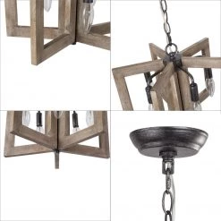 Uolfin LNC Rustic Wooden Chandelier - 5-light-Clearance Lighting