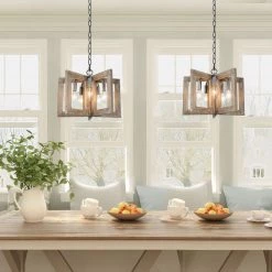 Uolfin LNC Rustic Wooden Chandelier - 5-light-Clearance Lighting