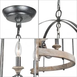 Uolfin LNC Modern Farmhouse Cage Chandelier-4 Lights
