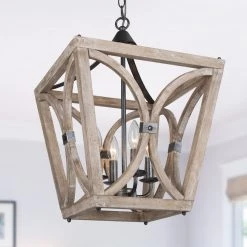 Uolfin LNC Rustic Lantern Chandelier-4 Lights