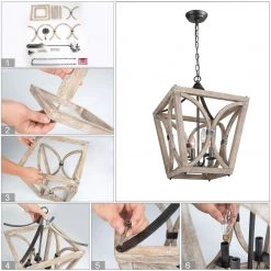 Uolfin LNC Rustic Lantern Chandelier-4 Lights
