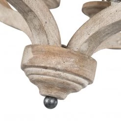 LNC French-country Natural Wood Chandelier-4 Lights