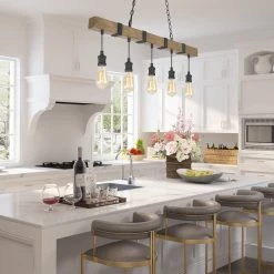 LNC Farmhouse Wide Linear Chandelier-5 Lights Hot Sale