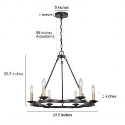 Modern Lighting LNC Iron Ring Chandelier-6 Lights