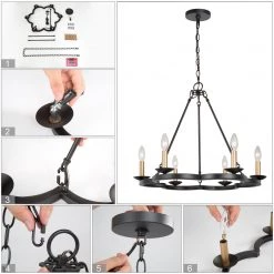 Modern Lighting LNC Iron Ring Chandelier-6 Lights