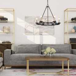 Modern Lighting LNC Iron Ring Chandelier-6 Lights