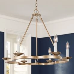 Modern Hot Sale LNC Iron Ring Gold Chandelier-6 Lights