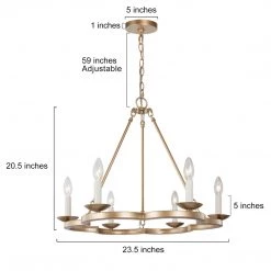 Modern Hot Sale LNC Iron Ring Gold Chandelier-6 Lights