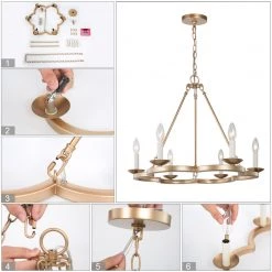 Modern Hot Sale LNC Iron Ring Gold Chandelier-6 Lights