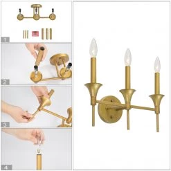 LNC Pencil Arm Candle Vanity - 3 Light-Clearance Lighting