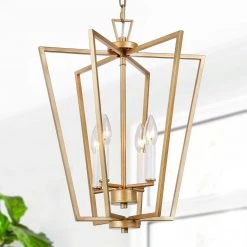 Modern Lighting LNC Geometric Lantern Chandelier- 4 Lights