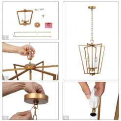 Modern Lighting LNC Geometric Lantern Chandelier- 4 Lights