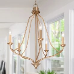 Modern LNC Rustic Black Chandelier-5 Lights