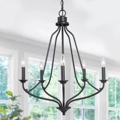 Modern LNC Rustic Black Chandelier-5 Lights