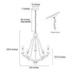 Modern LNC Rustic Black Chandelier-5 Lights