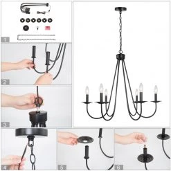 LNC- Simple Modern Chandelier- 6 Lights