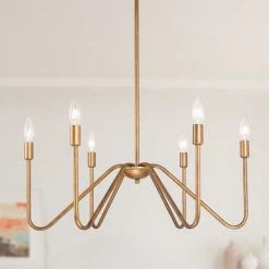 LNC- Modern Gold Curvy Chandelier 6 Lights Hot Sale