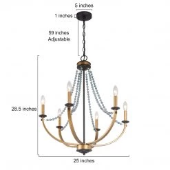 LNC Home- Modern Beads Chandelier - 6 Lights Open Box