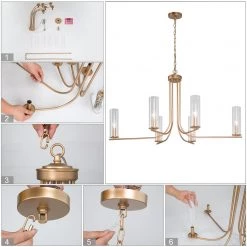 LNC Home- Classic Gold Chandelier- 6 Lights-Clearance