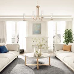 LNC Home- Classic Gold Chandelier- 6 Lights-Clearance