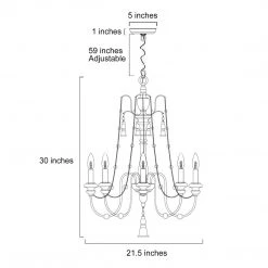 LNC- Rustic Grey Wash Chandelier -5 Lights