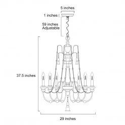 LNC Home- Rustic Grey Wash Chandelier - 6 Lights-Open Box