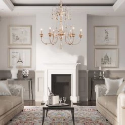 LNC Home- Rustic Grey Wash Chandelier - 6 Lights-Open Box