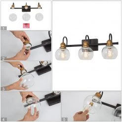 Modern LNC Minimalist Brass And Rustic Brown Vanity Lights - 3 Lights Hot Sale