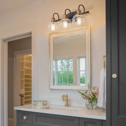 Modern LNC Minimalist Brass And Rustic Brown Vanity Lights - 3 Lights Hot Sale
