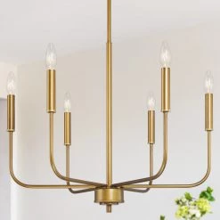 Hot Sale LNC Simplistic Modern Gold Chandelier- 6 Lights