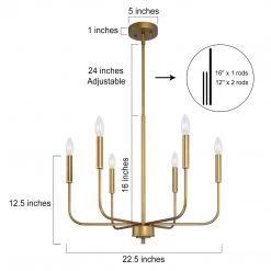 Hot Sale LNC Simplistic Modern Gold Chandelier- 6 Lights