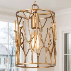 Modern Lighting LNC Open Cylindrical Brass Pendant 1 Light