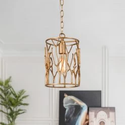Modern Lighting LNC Open Cylindrical Brass Pendant 1 Light