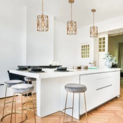 Modern Lighting LNC Open Cylindrical Brass Pendant 1 Light