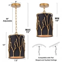 Modern LNC- Brass Cylindrical Pendant- 1 Light Lighting