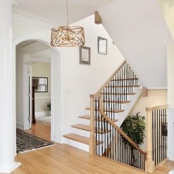 Modern LNC- Tree-branch Drum Shape Gold Chandelier 4 Lights