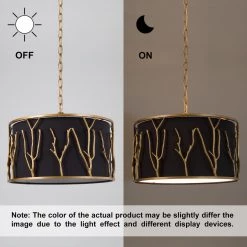 Modern Lighting LNC- Black Drum Shade Brass Chandelier 4 Lights