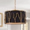 Modern Lighting LNC- Black Drum Shade Brass Chandelier 4 Lights