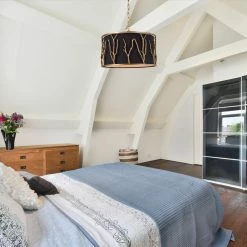 Modern Lighting LNC- Black Drum Shade Brass Chandelier 4 Lights