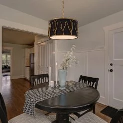 Modern Lighting LNC- Black Drum Shade Brass Chandelier 4 Lights