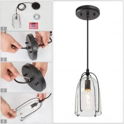 Modern Lighting LNC Black Glass Jug Lantern Pendant