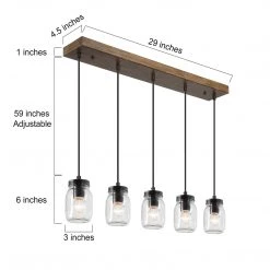 Uolfin LNC Mason Jar Bar Kitchen Island Chandelier-5 Lights