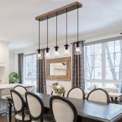 Uolfin LNC Mason Jar Bar Kitchen Island Chandelier-5 Lights