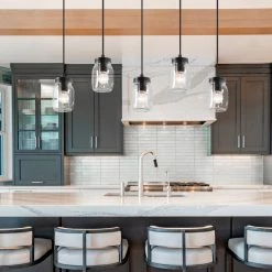 Uolfin LNC Mason Jar Bar Kitchen Island Chandelier-5 Lights