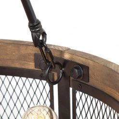 Uolfin LNC- Wooden Drum Shape Chandelier- 5 Lights Hot Sale